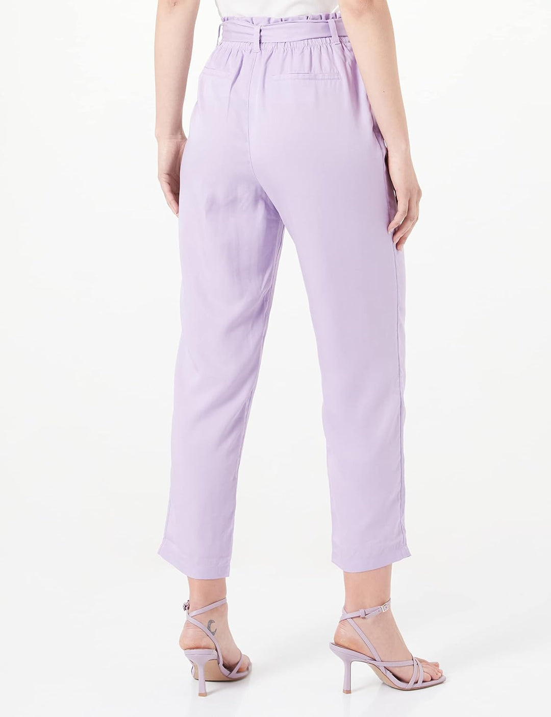 TOM TAILOR Denim Damen Relaxed Tapered Hose mit Bindegürtel L 31042 - Lilac Vibe, L 31042 - Lilac Vi