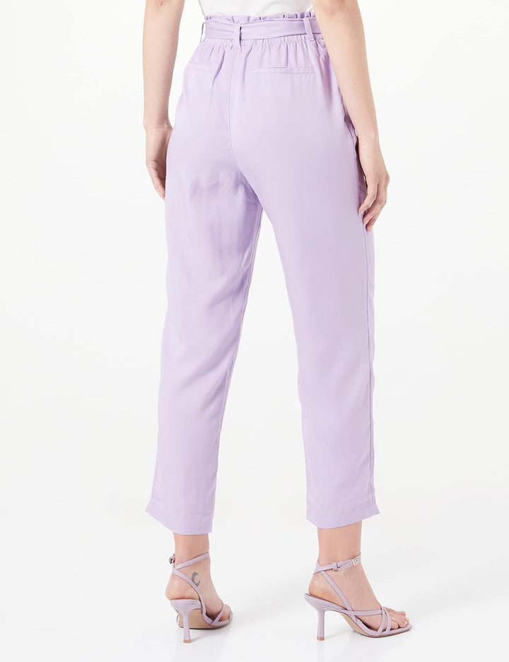 TOM TAILOR Denim Damen Relaxed Tapered Hose mit Bindegürtel L 31042 - Lilac Vibe, L 31042 - Lilac Vi