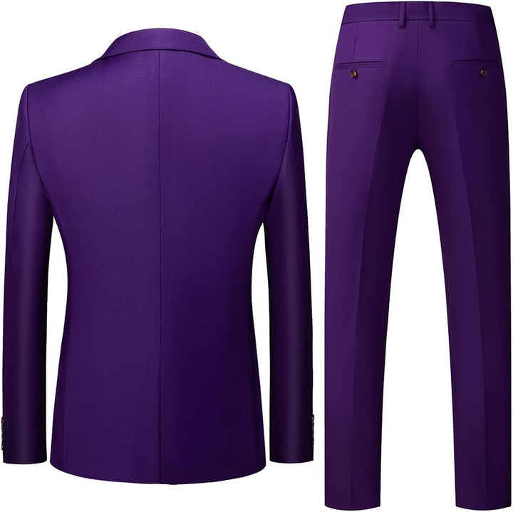 Allthemen Herren Anzug 3-teilig Slim Fit Einreihig Zwei Knöpfe Hochzeit Smoking Anzug Blazer Weste H