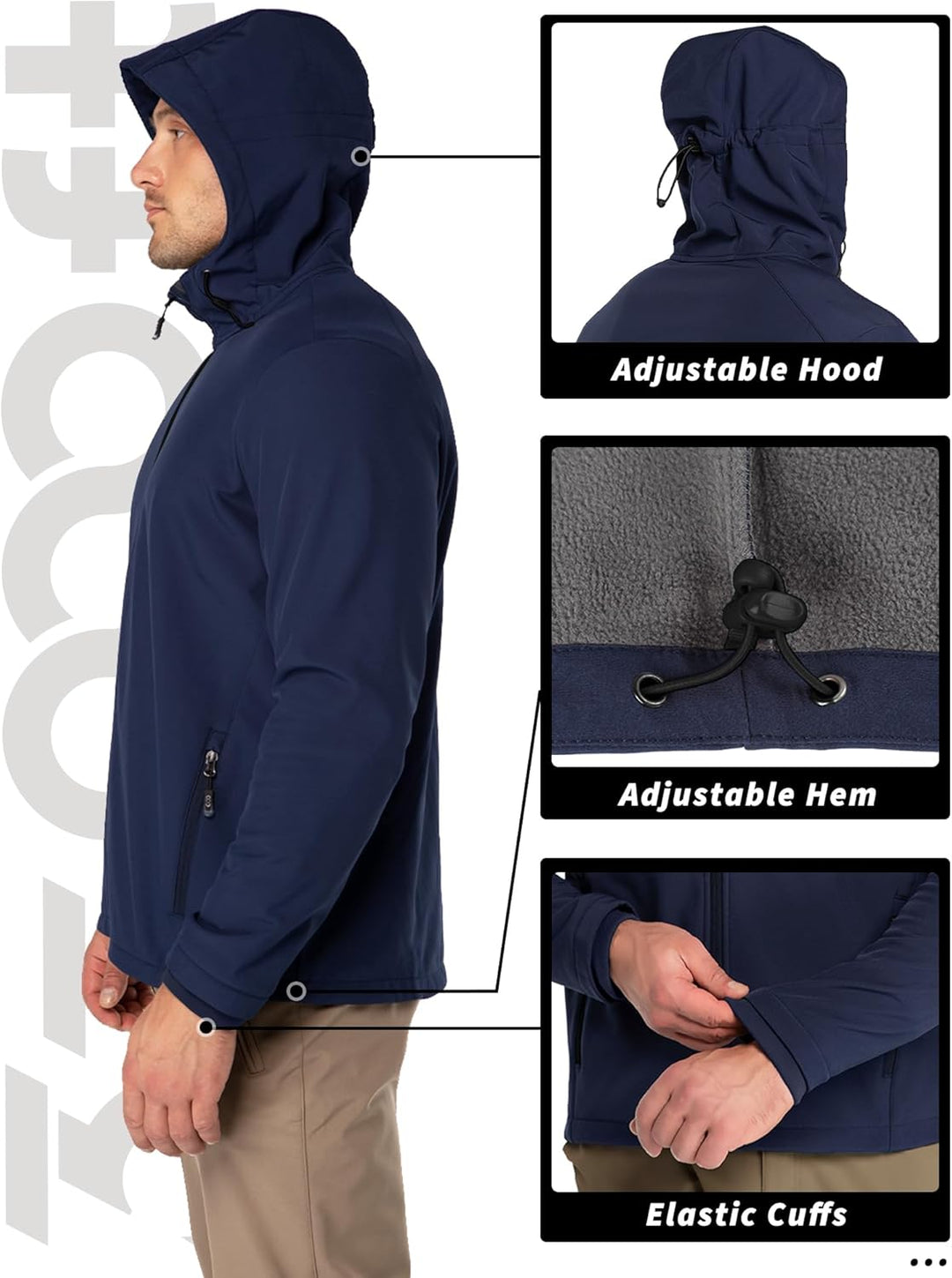 33,000ft Herren Softshell Jacke Outdoor Funktionsjacke Freizeitjacke Wasserdicht Windbreaker Regenja