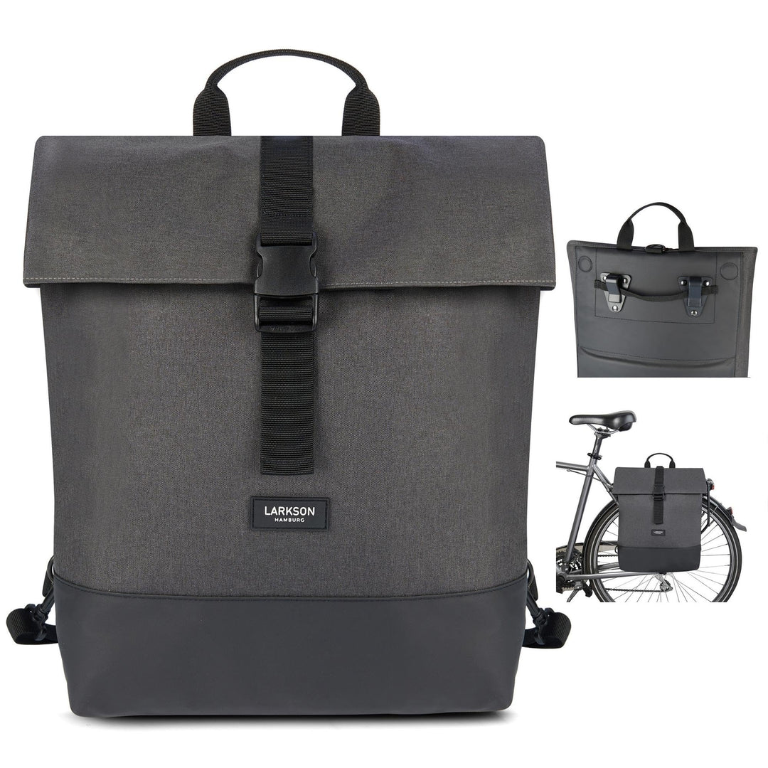 LARKSON Fahrradtaschen für Gepäckträger Damen &amp; Herren Anthrazit - Tammo Bike - 2 in 1 Fahrrad Tasch