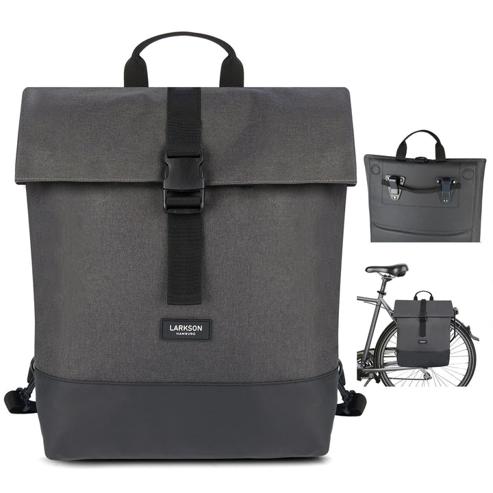 LARKSON Fahrradtaschen für Gepäckträger Damen &amp; Herren Anthrazit - Tammo Bike - 2 in 1 Fahrrad Tasch