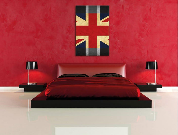 Pixxprint Landesflagge von England B&W als Leinwandbild/Grösse: 100x70 cm/Wandbild/Kunstdruck/fertig