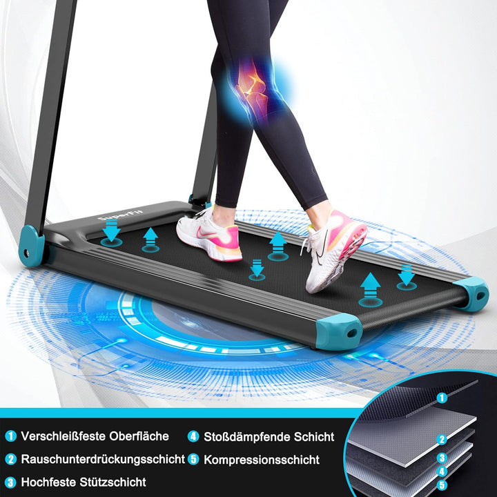 GOPLUS Klappbares Laufband, elektrisches Laufband mit 12 voreingestellten Programmen, App-Steuerung,