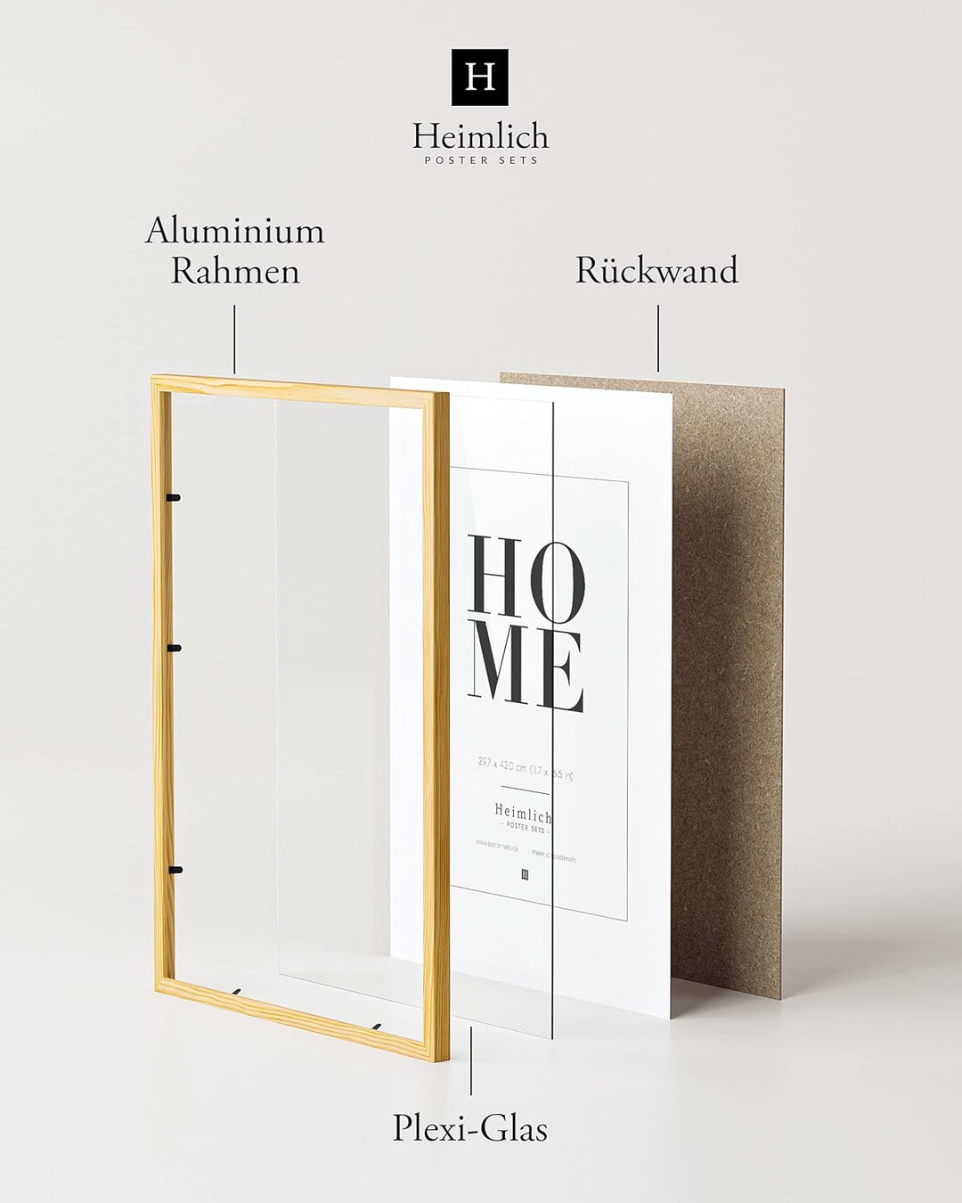 Heimlich® Doppelpack (2 STK.) Bilderrahmen DIN A3 Holz Natur | Bilderrahmen Holz | Natur DIN A3 (11.