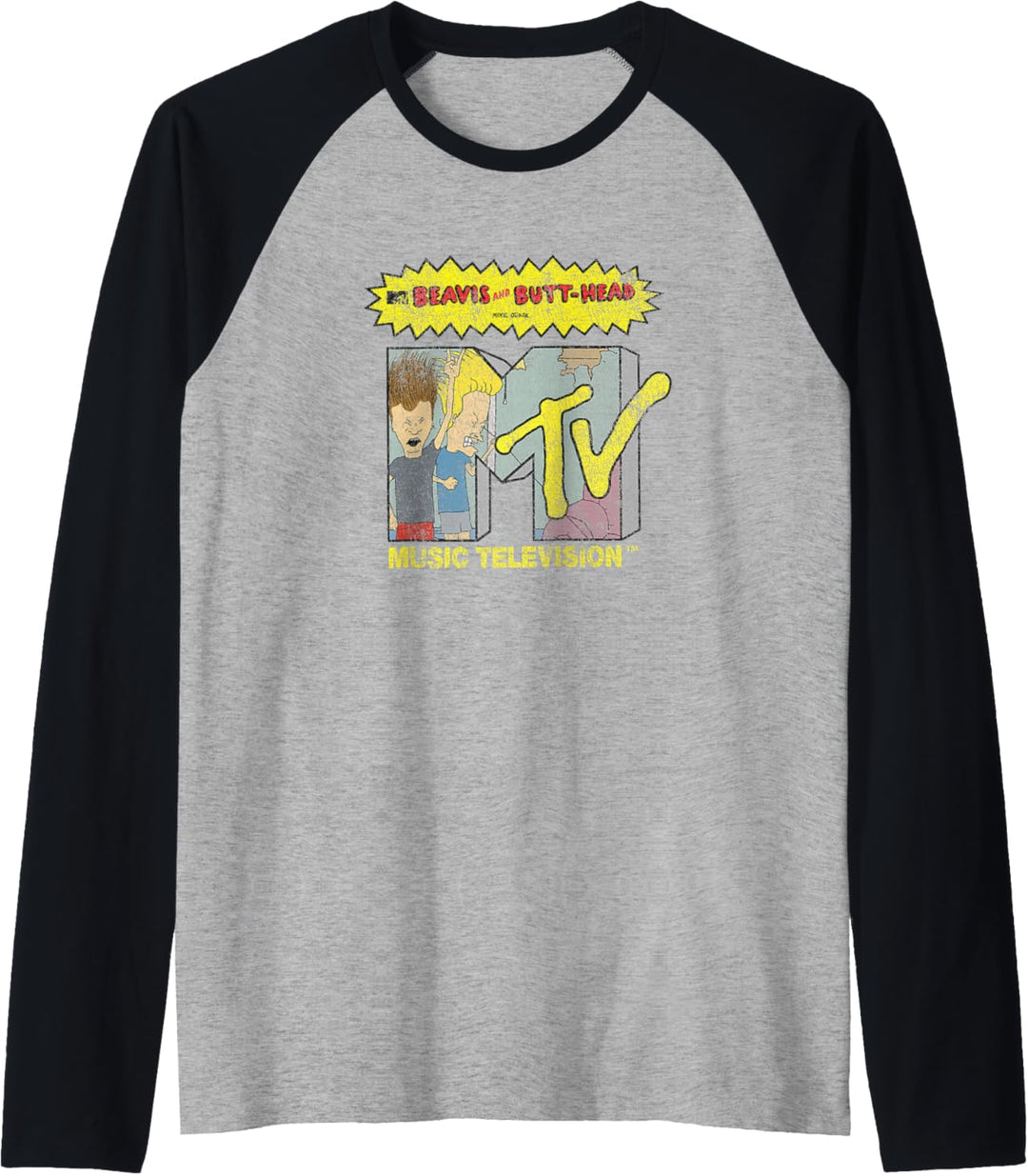Beavis and Butt-Head Distressed MTV Logo Raglan