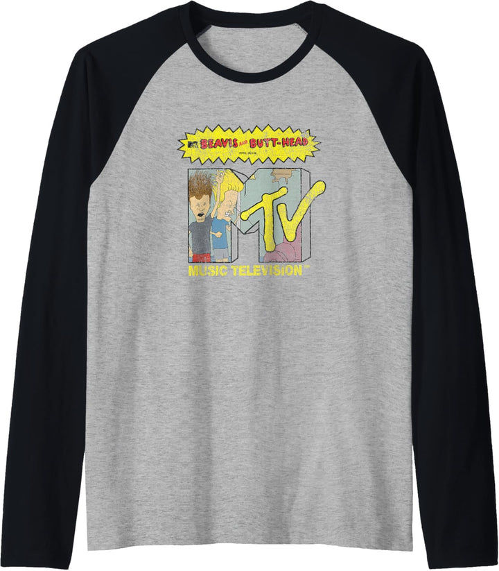 Beavis and Butt-Head Distressed MTV Logo Raglan