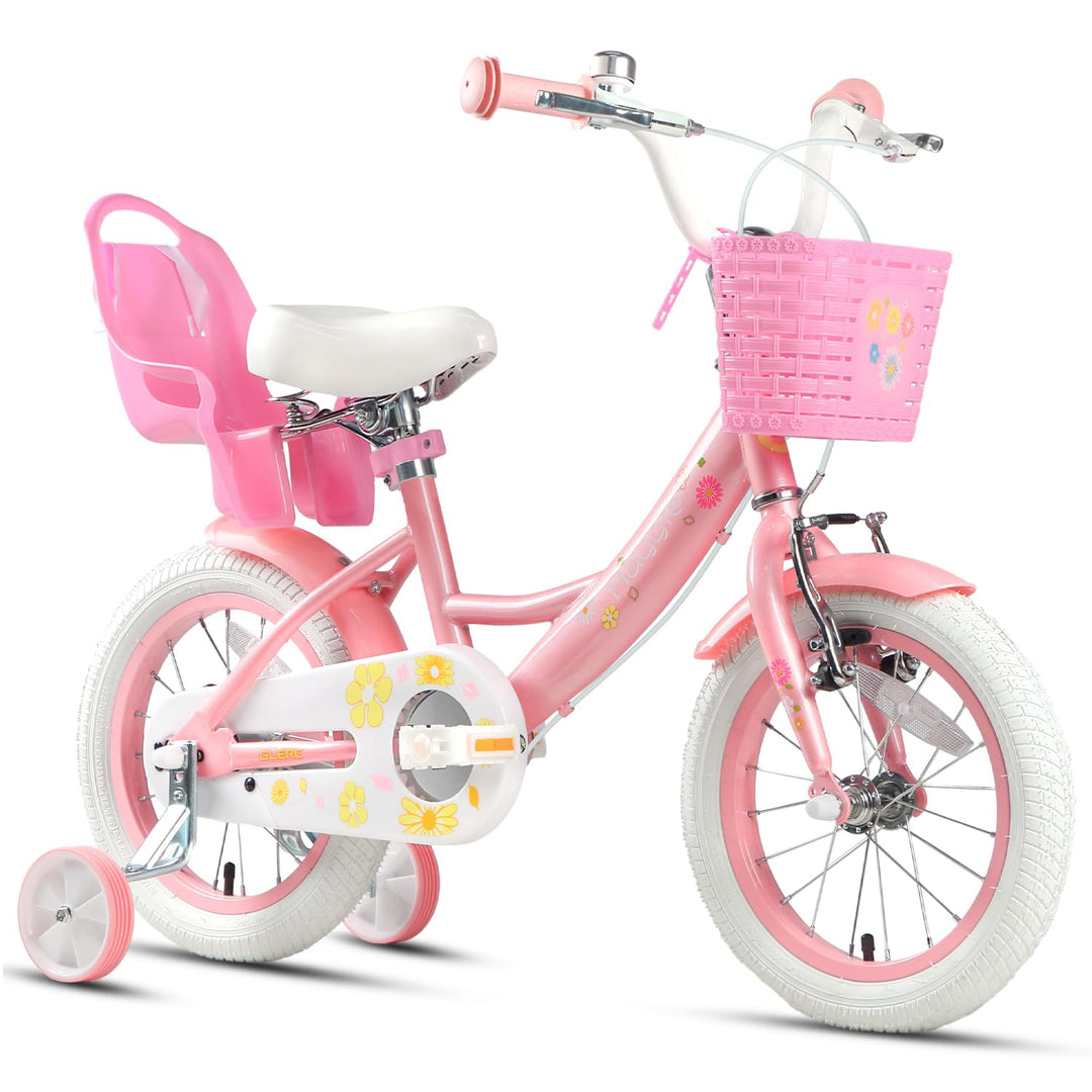 Glerc Maggie 12 14 16 20 Zoll KinderFahrrad für 2-12 Jahre Mädchenfahrrad alt mit Puppe-Sitz & Stütz