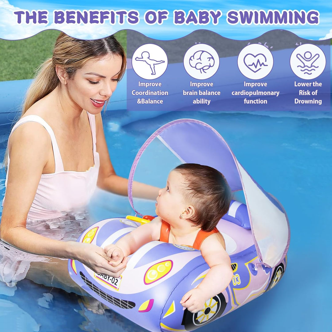 Schwimmring Baby mit Sonnendach Ninonly Upf50+ Schwimmring Baby ab 1 Jahr mit Babysitz Schwimmring B