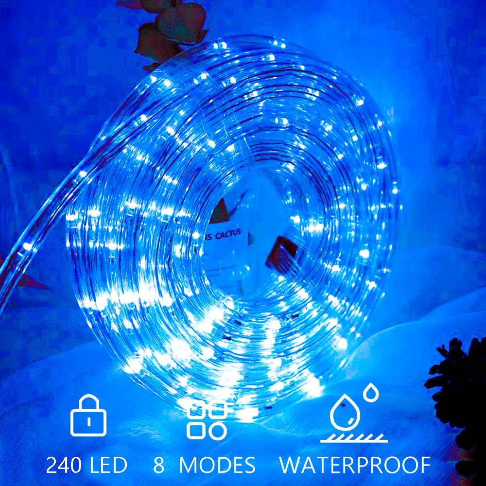 Jopassy LED Lichterschlauch Aussen, 10m 240 LEDs Lichtschlauch, Wasserfest LED Schlauch, Blau mit Ti