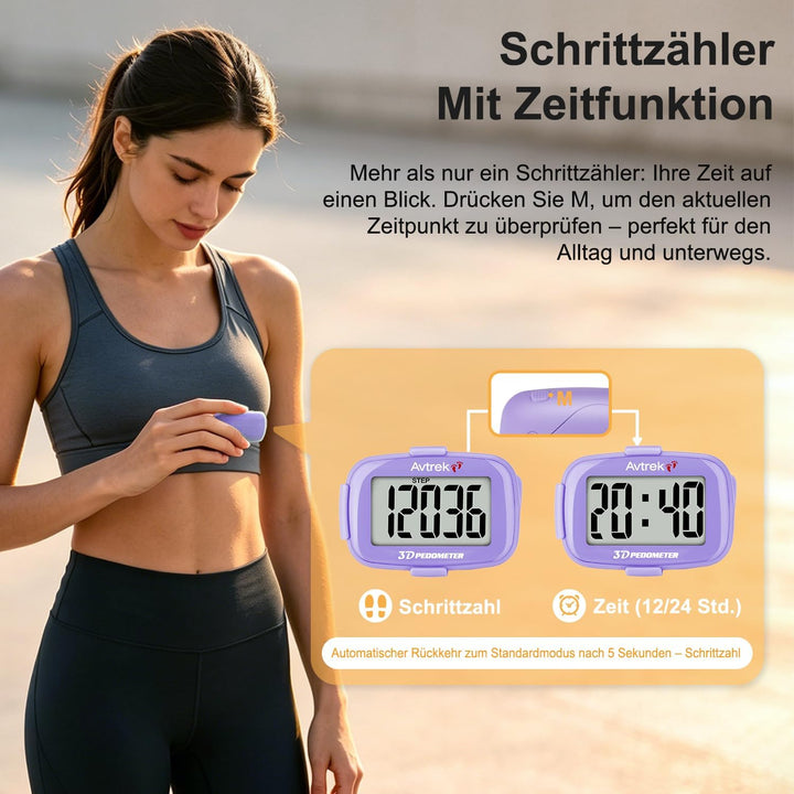 AVTREK Präziser 3D-Schrittzähler Mini-Schrittzähler für Walking oder Laufen im Freien Wanderaktivitä