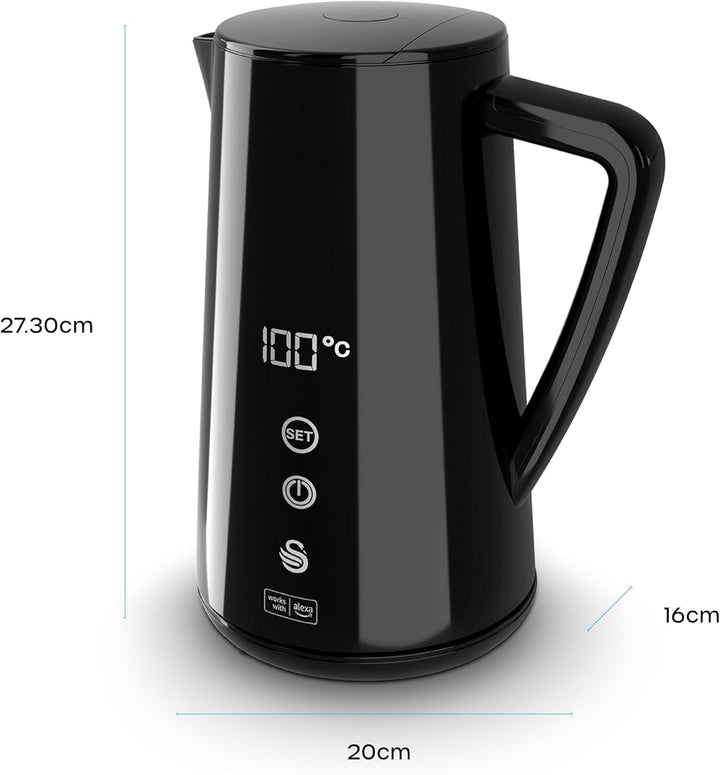 Swan Alexa Elektrisch Wasserkocher WIFI Smart Kettle 1,5L, Kabellos, LED-Touchscreen, Warmhaltefunkt
