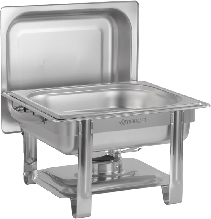 Mahlzeit Edelstahl Chafing Dish 4 Liter | Speisenwärmer mit Deckelhalter, Warmhaltebehälter Essen |