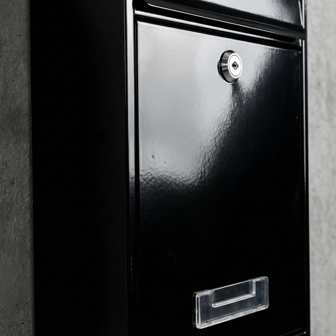 Huucozn Briefkasten Anthrazit klein Postkasten Eisenlegierung 32 x 22 x 8,5cm Wandbriefkasten für Me