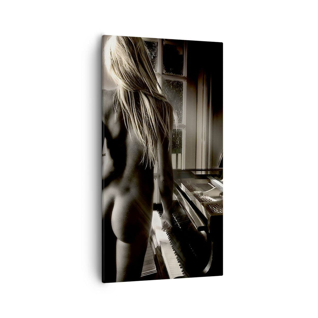 Bilder auf Leinwand 55x100cm Leinwandbild mit Rahmen Frau Nackt Geheimnis Gross Wanddeko Bild Schlaf
