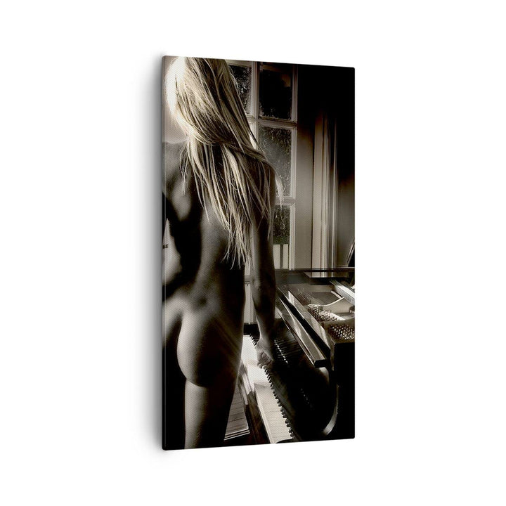 Bilder auf Leinwand 55x100cm Leinwandbild mit Rahmen Frau Nackt Geheimnis Gross Wanddeko Bild Schlaf