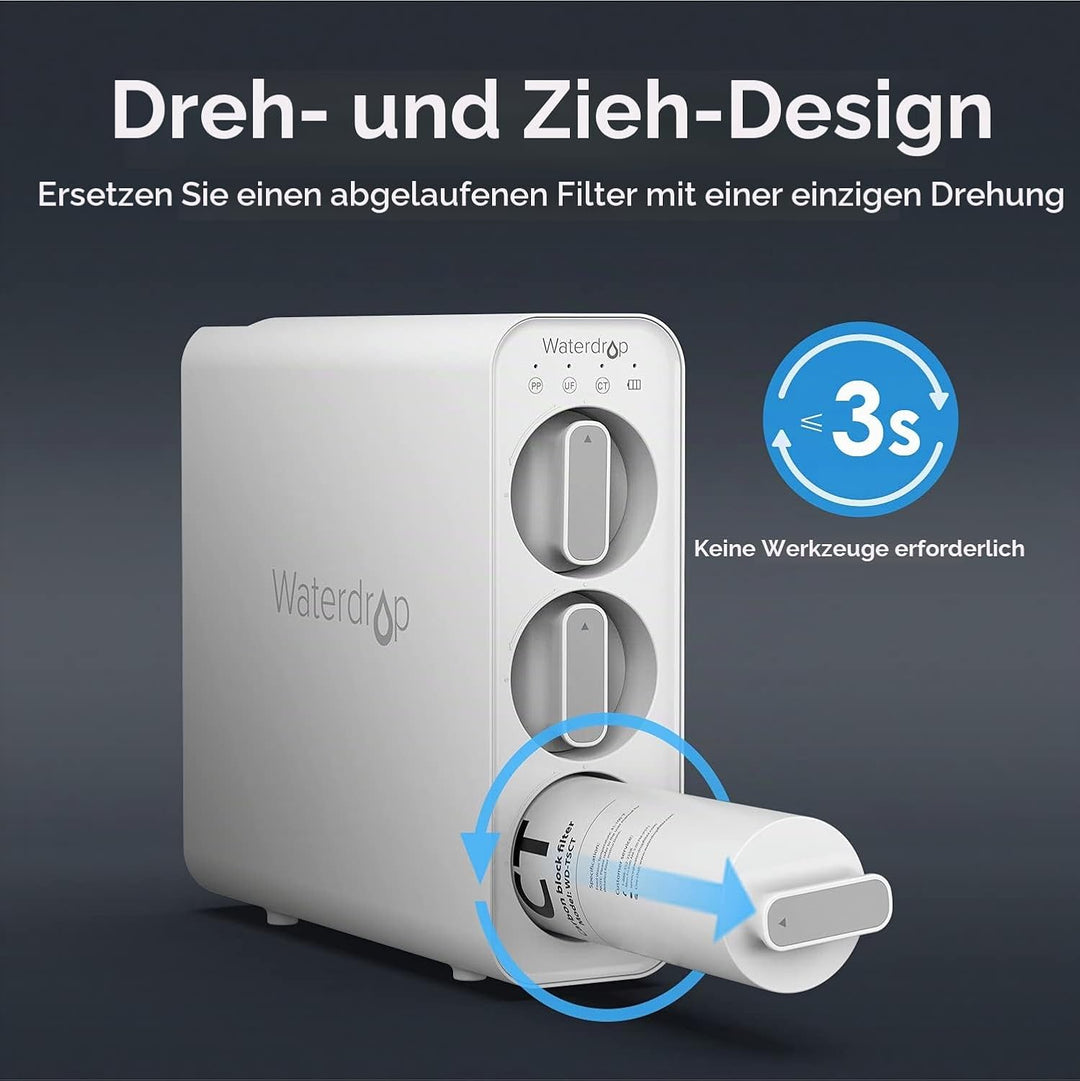 Waterdrop TSCT Untertisch-Wasserfilter, Ersatz für Waterdrop TSU-W, TSC 3-Stufen-Ultra-Filtration Un