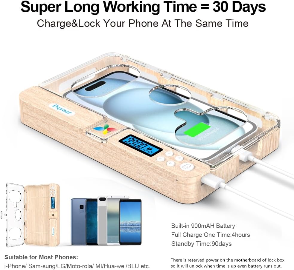 Dayear Handy Timer Box Handy Gefängnis, Handy Safe Schlossbox mit Timer Telefon Gefängnis für iPhone