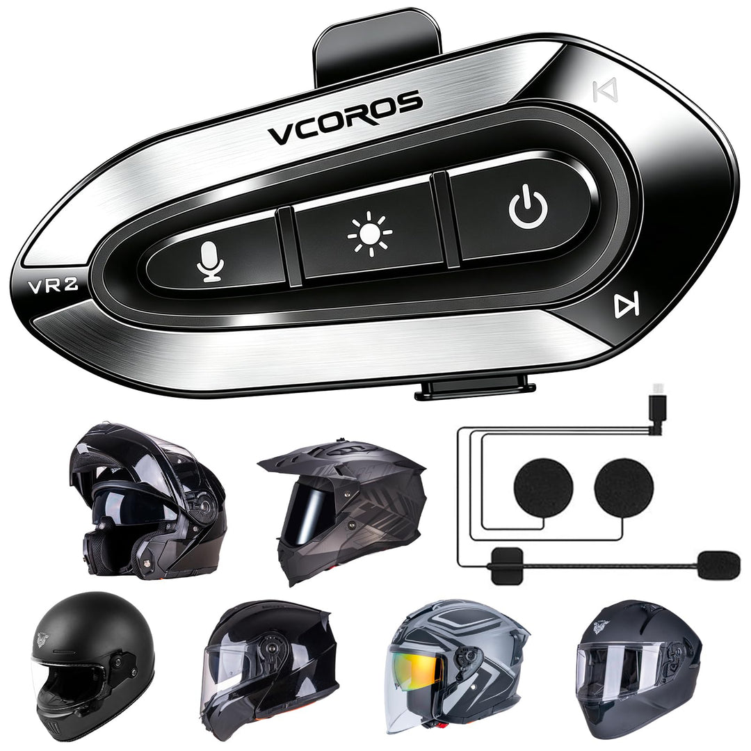 Motorrad Headset,VR2 Motorrad Bluetooth Headset,RGB Schillernde Lichter,DSP&amp;CVC Doppelte Geräuschunt