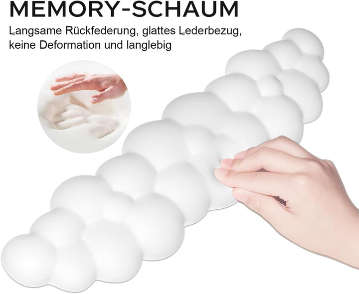 JIKIOU Cloud Handgelenkauflage Tastatur aus Leder mit rutschfester PU-Basis, bequemer Memory-Schaum