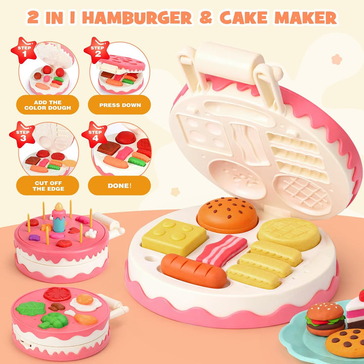 Dreamon 3 in 1 Knete Dough Set für Kinder - Spielküche Zubehör ab 3 4 5 Jahre, Knete Eismaschine Kne