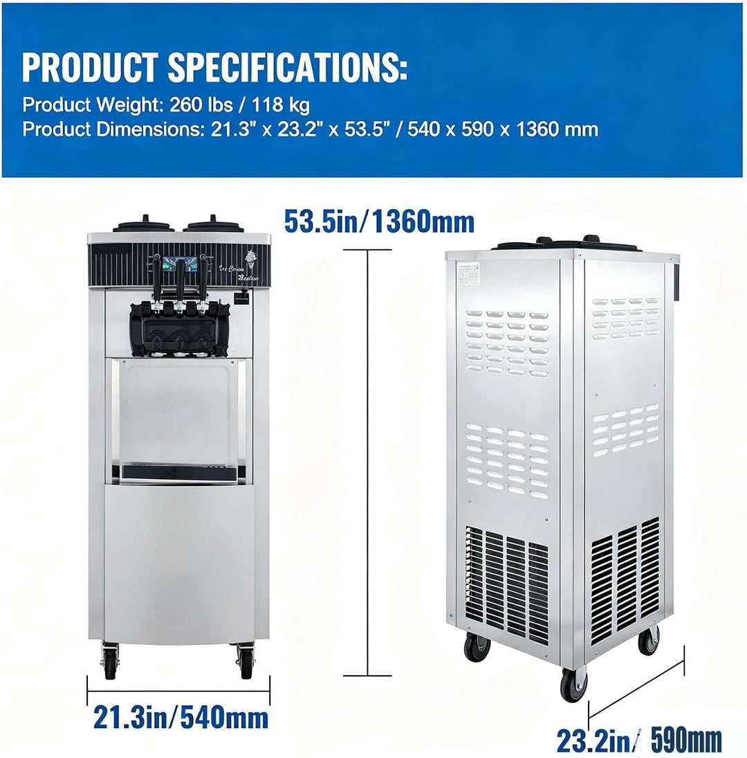 Kommerzielle Eismaschine, 20–28 L/h 2200 W, Kommerzielle Softeismaschine, Gewerbliche Eiscrememaschi