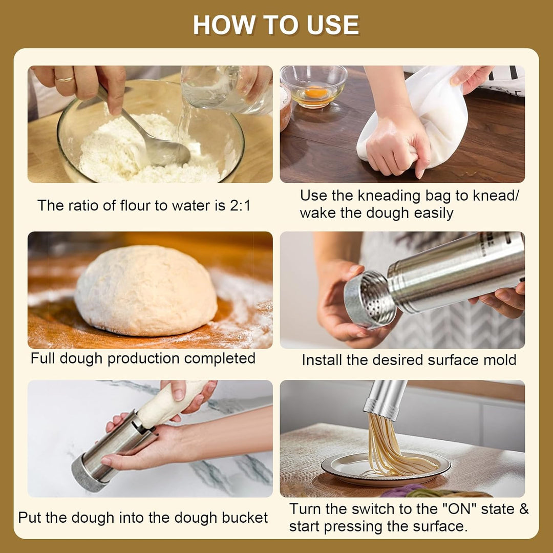 Elektrische Nudelmaschine Handheld, Tragbare nudelmaschine mit 9 Aufsätzen, Aufladbar Nudelmaschine