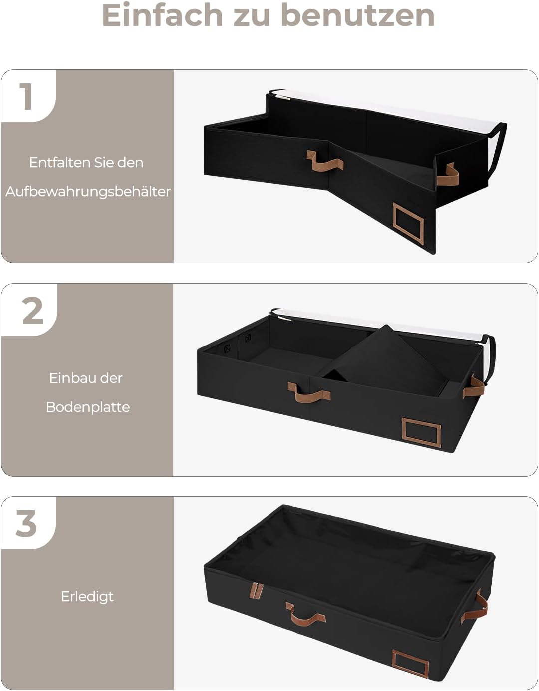 StorageWorks Unterbett Aufbewahrungsbox, grosse Unterbett Aufbewahrung mit Reissverschlüssen, Premiu