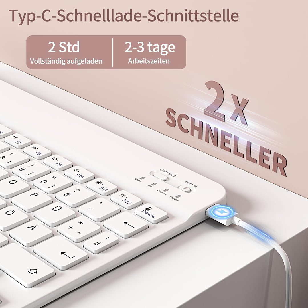 Hülle mit Tastatur für iPad A16 11. Generation 2025, für iPad 10. Generation 2022 10,9 Zoll, Bluetoo