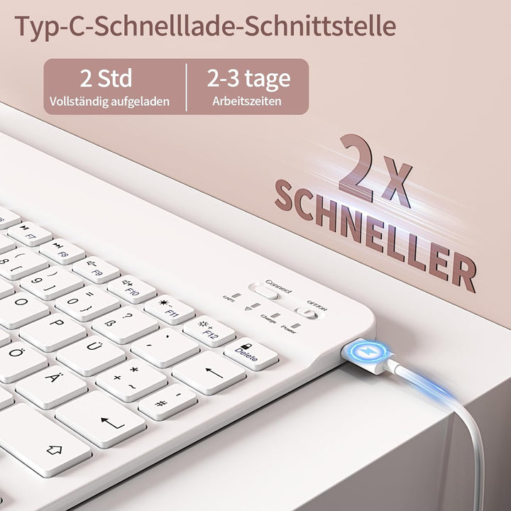 Hülle mit Tastatur für iPad 9. / 8. / 7. Generation 10,2 Zoll 2021/2020/2019, Bluetooth Magnetisch Q