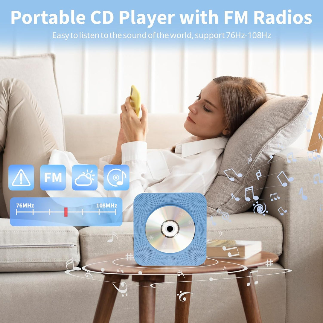 CD Spieler mit Bluetooth Wand und Tischmontage Multifunktional Tragbarer CD Player mit HiFi-Lautspre