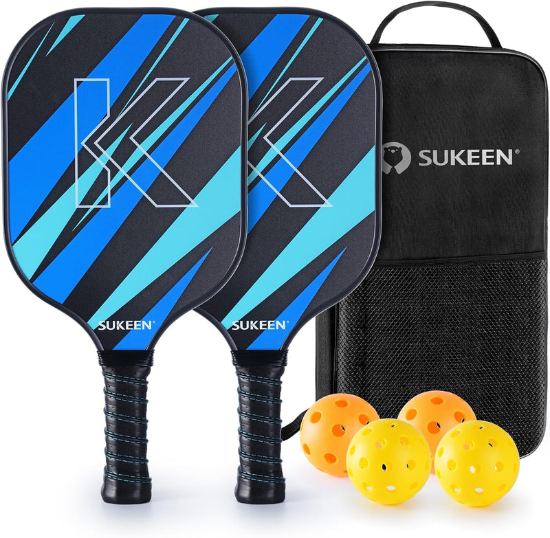 Sukeen Pickleball Schläger Set von 2, Fiberglas Oberfläche Pickleball Set mit Pickleball Racket, Pic