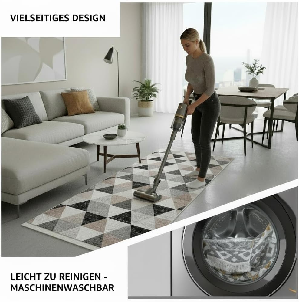 Fashion4Home Teppich Kurzflor - Boho Kelim Teppich, Wohnzimmerteppich, Schlafzimmer und Küchenteppic