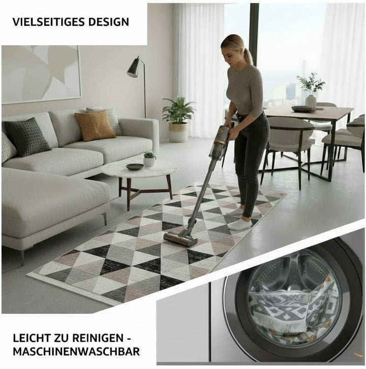 Fashion4Home Teppich Kurzflor - Boho Kelim Teppich, Wohnzimmerteppich, Schlafzimmer und Küchenteppic