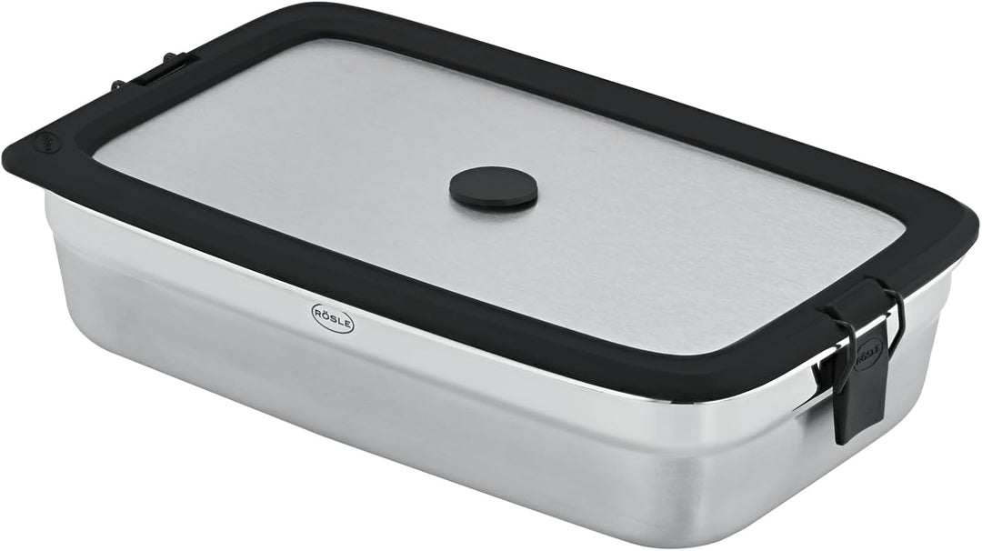 RÖSLE Dose FLEXX 2GO 1,5 L eckig, Lunchbox aus Edelstahl, Mikrowellen- und Backofengeeignet bis 150