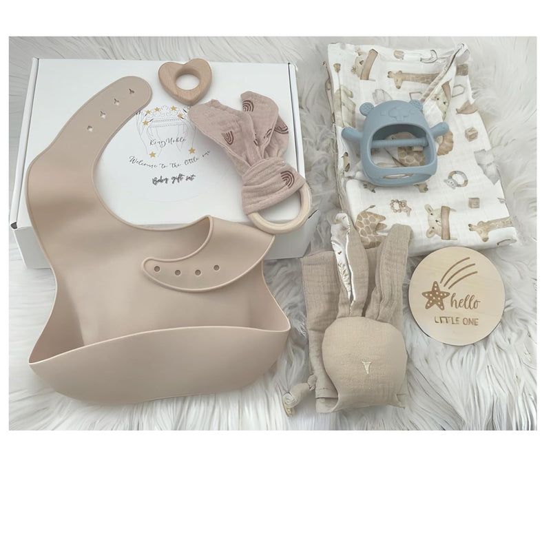 KingNoble- Baby Geschenk zur Geburt Junge und Mädchen, 5-in-1-Set (Dusty Blue), Dusty Blue