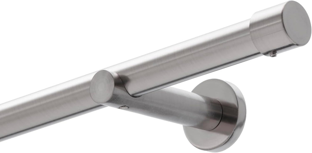 HUGG (20.1L) Vorhangstange CAP.2 Ø 20mm, Wandmontage, 1-Lauf, Edelstahl-Optik, Länge 120 cm Cap.2 -