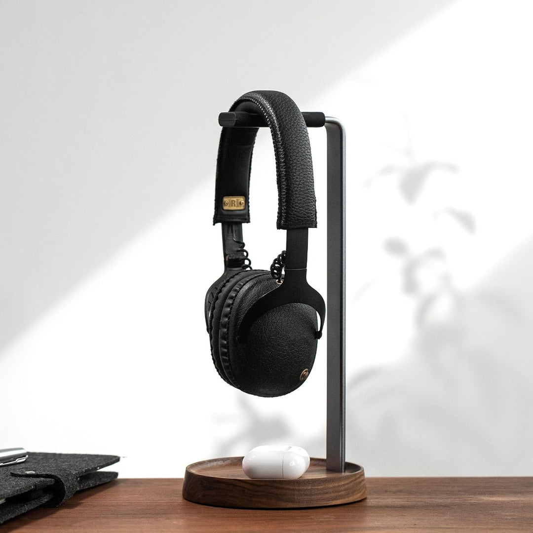 muso wood Kopfhörer Ständer Headset Halterung für Tisch aus Walnussholz und Aluminium, universeller