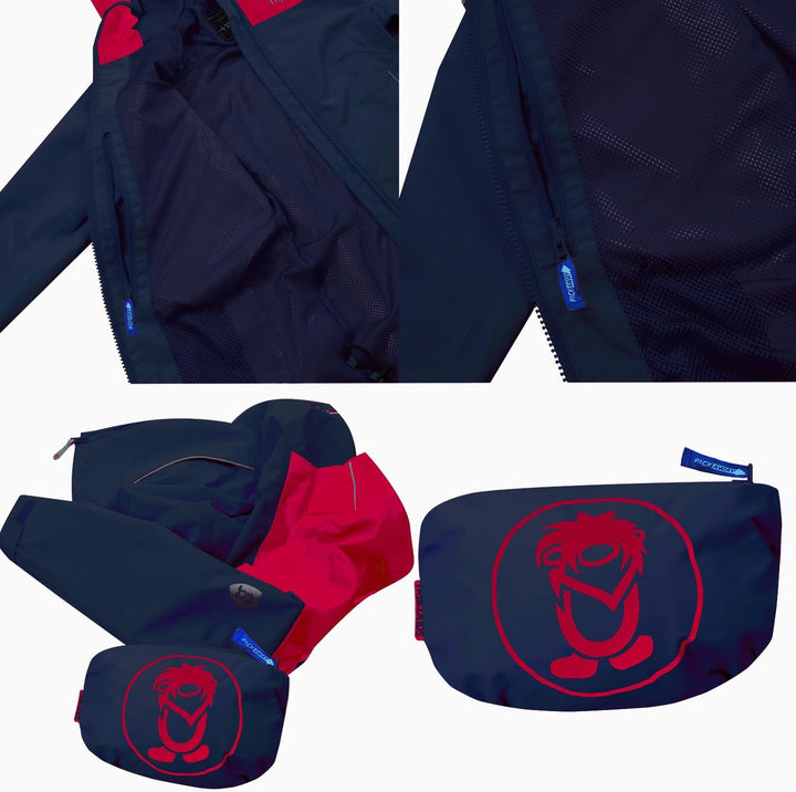 Trollkids Bergen Regenjacke, Hellrot / Blau