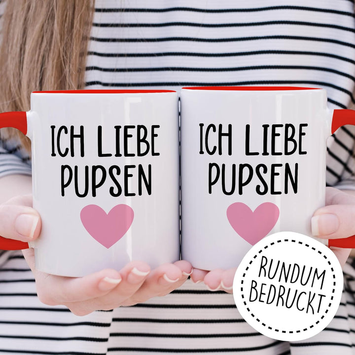 Tasse Lustig Geschenk ich liebe pupsen – Kaffeetasse 330ml aus Keramik – Witz Humor Spruch Büro Witz