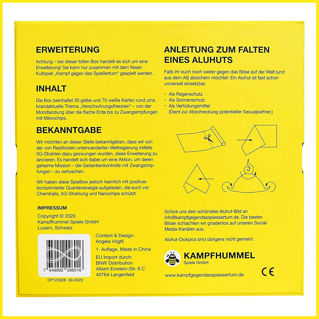 KAMPFHUMMEL Kampf gegen das Spiessertum - Aluhut Erweiterung mit 100 neuen Spielkarten. Die 2. Erwei