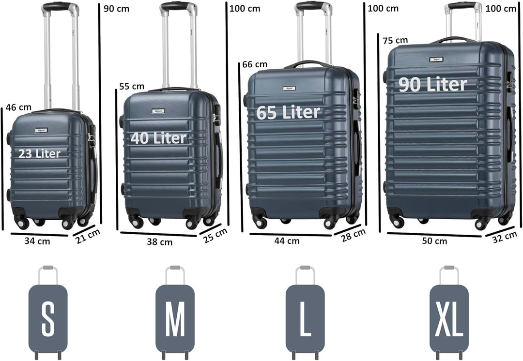 Zelsius Koffer Set 4 Stück, Anthrazit | ABS Hartschalenkoffer mit Zahlenschloss, 4 Rollen und Innen