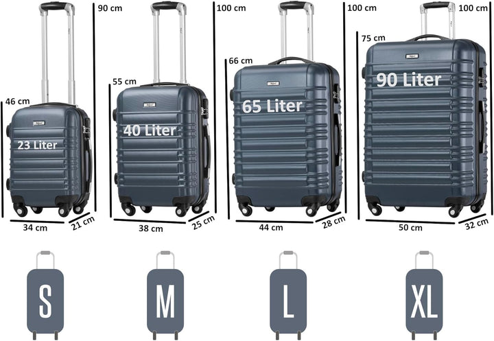 Zelsius Koffer Set 4 Stück, Anthrazit | ABS Hartschalenkoffer mit Zahlenschloss, 4 Rollen und Innen