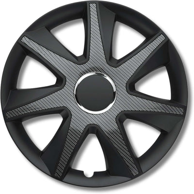 Albrecht 14 Zoll Radkappen carbon/schwarz für Stahlfelgen - Run Radzierblenden aus hochwertigem Kuns