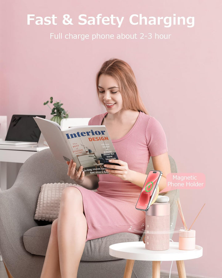 COLSUR Bluetooth Lautsprecher, Magnetic Kabelloses Ladegerät, Bluetooth Lautsprecher mit Nachtlicht,