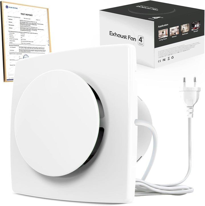 Bathroom fan Aufgerüstet Leiser Badlüfter 100mm - 130m³/h Starker Lüftung Energiesparend WC Lüfter -