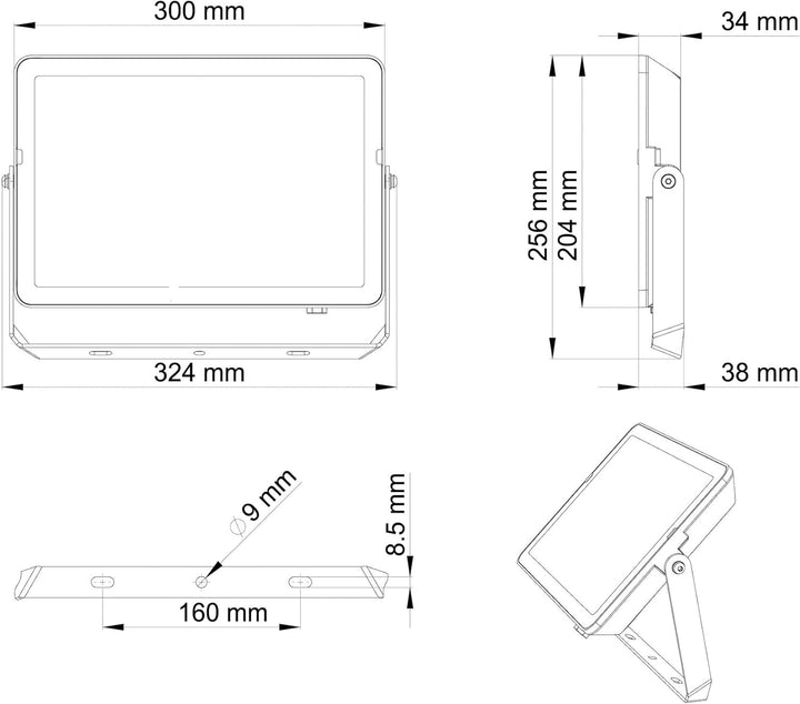 Philips ProjectLine Flutlicht, 100W, 3000K, schwarz ohne Sensor 3000K 100w, ohne Sensor 3000K 100w