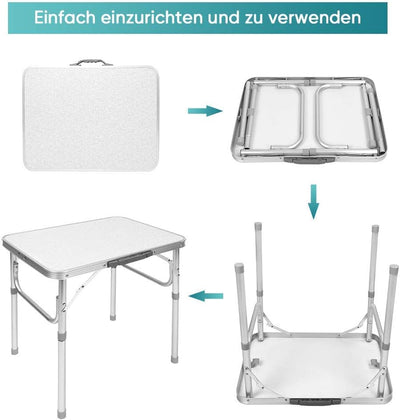 Ejoyous Aluminium Klapptisch Campingtisch, Höhenverstellbar 25-56cm Camping Tisch klappbar Leichter