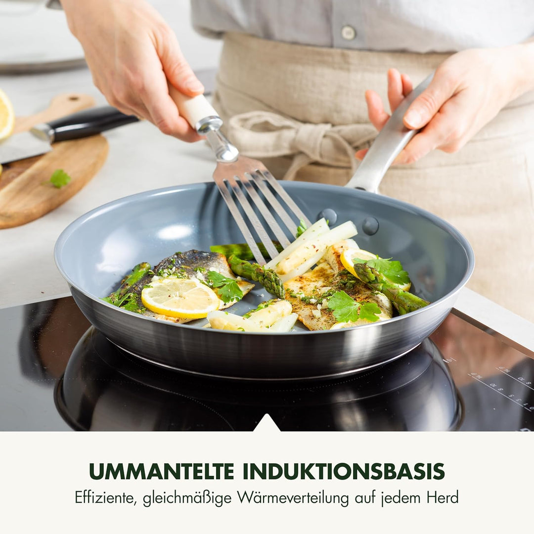 GreenPan Treviso Edelstahl Gesunde Antihaftbeschichtung aus Keramik Non-Stick 24cm & 28cm Bratpfanne