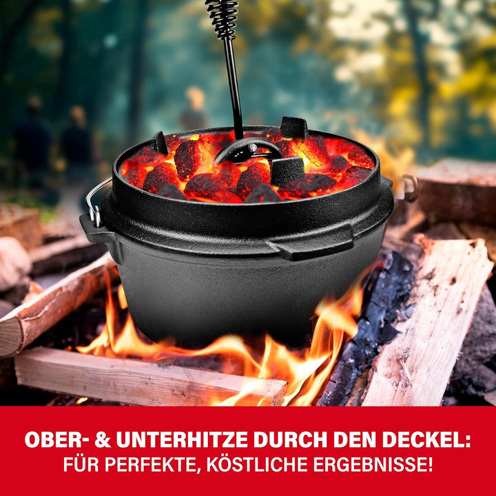 BBQ BOSS Dutch Oven [5L Kapazität] Gusseisen – Topf – Schmortopf – cast iron – Feuertopf – Gulaschke